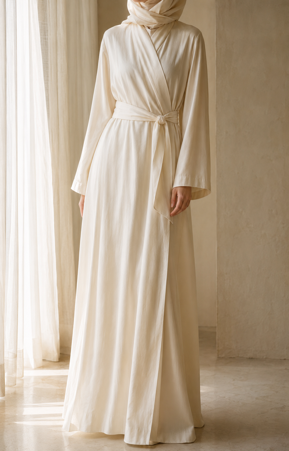 The Sabine Robe in warm ivory silk